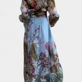 Sanne Set Elegant cu Cămașă cu Model Floral și Pantaloni Fluturând
