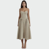 Dora™ - Rochie Maxi Satino cu Bretele Subțiri