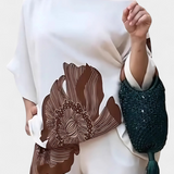 Sybella Set de Flori în Două Piese cu Umăr Descoperit și Pantaloni Drepți