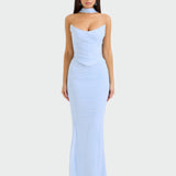 Lora | Rochie Drapată Lungă cu Accesorii pentru Gât