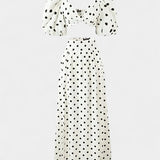 Set de Fustă și Cămașă cu Dots Sherine și Mâneci Pufoase