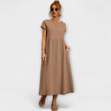 Rochie Midi cu Linie Simplă și Buzunare Laterale