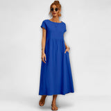 Rochie Midi cu Linie Simplă și Buzunare Laterale