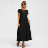 Rochie Midi cu Linie Simplă și Buzunare Laterale