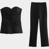 Set Paesha cu mâneci fără și pantaloni largi