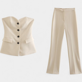Set Paesha cu mâneci fără și pantaloni largi