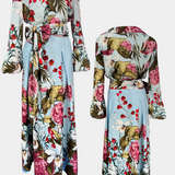 Sanne Set Elegant cu Cămașă cu Model Floral și Pantaloni Fluturând