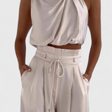Helira Set de Două Piese cu Top Fără Mâneci și Pantaloni Palazzo