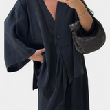 Eli Compleu oversized cu top cu decolteu în V și pantaloni drepți