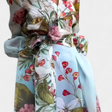 Sanne Set Elegant Cu Cămașă Cu Model Floral Și Pantaloni Fluturând