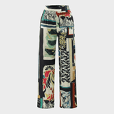Pantaloni Drepți cu Talie Înaltă Arce cu Model Floral