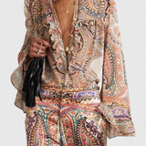 Bluză Finely Komplektas sau cu Volane și Model Vintage Paisley