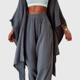Henley set de leisure din două piese cu cardigan