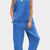 Leona din in de bumbac, vestă și pantaloni