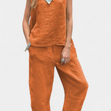 Leona din in de bumbac, vestă și pantaloni
