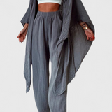 Henley set de leisure din două piese cu cardigan
