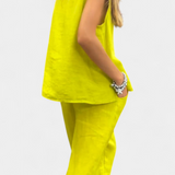 Leona din in, bumbac, vestă și pantaloni