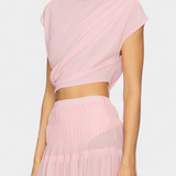 Fustă Nalia din Chiffon cu Bandă Elastice și Volane
