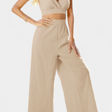 Set Lăcuit cu Dantelă și Pantaloni Largi Valentina