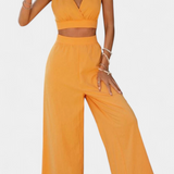 Set Lăcuit cu Dantelă și Pantaloni Largi Valentina