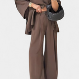 Eli set oversized cu top cu decolteu în V și pantaloni drepți
